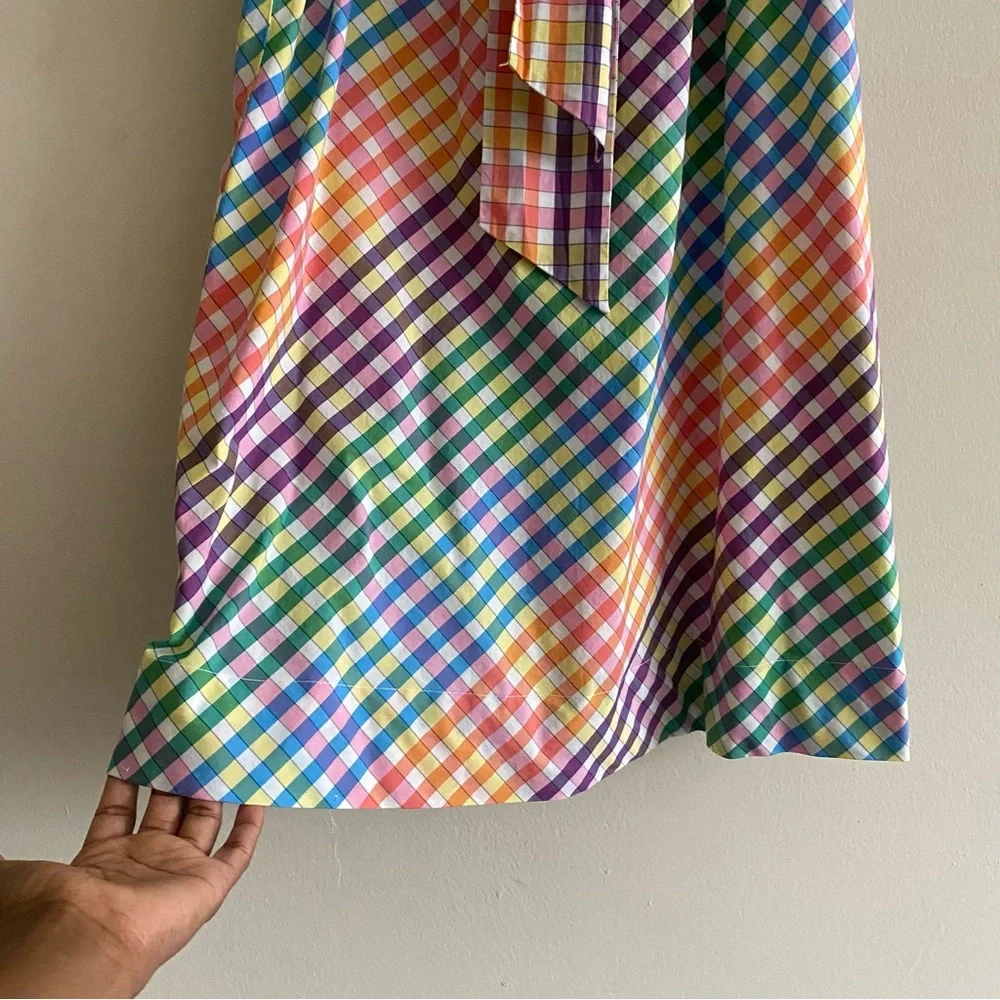 J. Crew Tie Neck Rainbow Gingham Dress - 4
